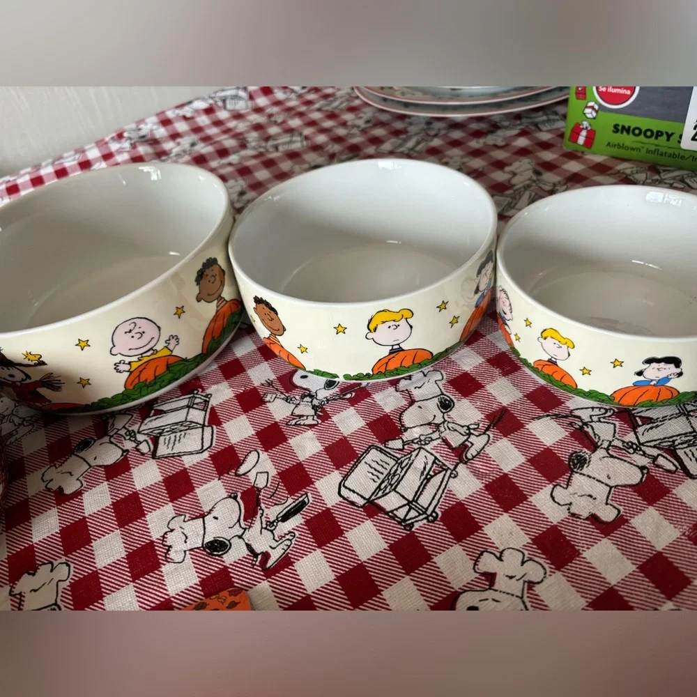 Peanuts Snoopy Fall Ceramic Bowls & Kitchen Set - White/Orange